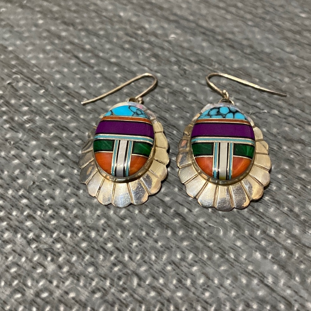 Sterling silver, turquoise Southwest style earrings
